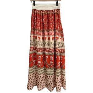 Vintage Y2K 90’s Floral Boho Casual Maxi Peasant Skirt with Print Size: Medium